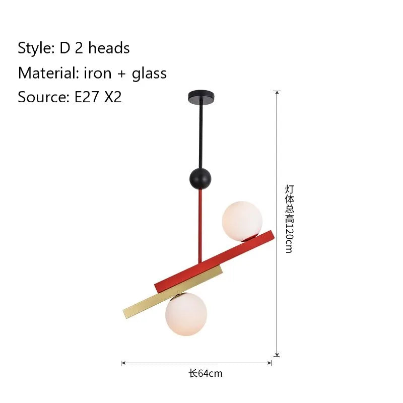 Modern Art Creative Design Indoor Home Decor Lighting Fixtures Loft Color Hanging Lamp Nordic Led Glass Pendant Lights Luminaire